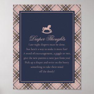Poster Cavalo de Balanço Xadrez Tartan Rosa Pensamentos d