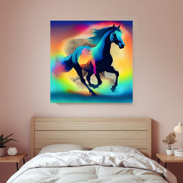 Poster Cavalo de coloração aquosa colorida