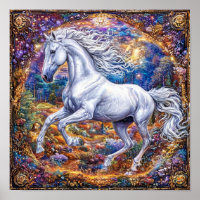 Cavalo de desenho animado Moldura ornamentada Vint