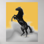 Poster Cavalo de elevação branco amarelo do pop art<br><div class="desc">Trabalhos de arte,  pinturas,  imagens e imagens de Digitas dos cavalos selvagens</div>