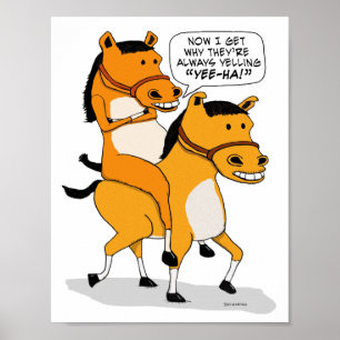 Poster Cavalo de equitação engraçado