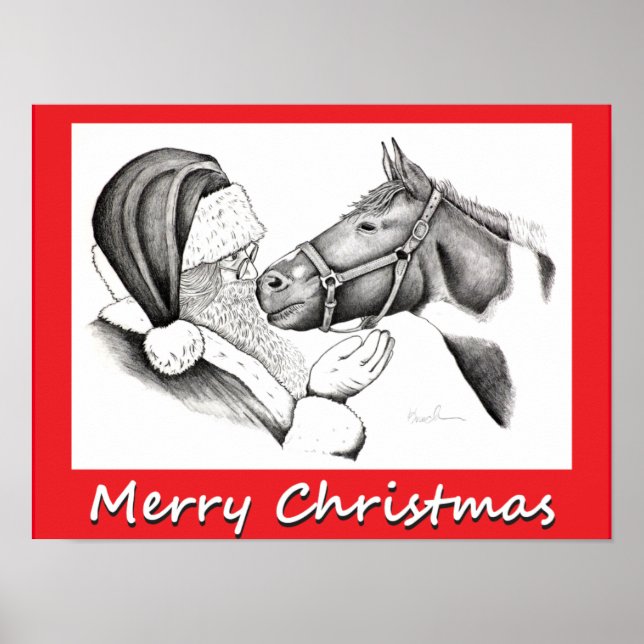 Poster Cavalo de Natal e Papai Noel (Frente)