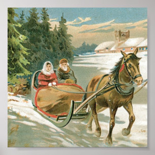 Poster Cavalo de Natal e Sleigh