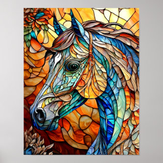 Poster Cavalo de Vidro Manchado Vibrante 25