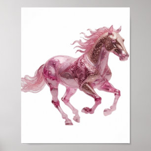 Poster Cavalo de Vidro Rosa Icônico Design de Destaque