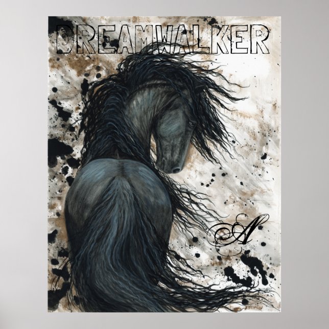 Poster Cavalo do Estalão Negro Majestoso Frísia por BiHrL (Frente)