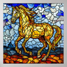 Cavalo dourado de vitral