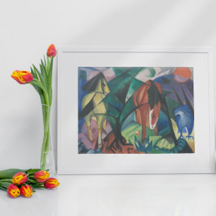 Póster Cavalo e Águia por Franz Marc, Arte Cubista Vintag