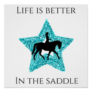 Póster Cavalo e cavaleiro - A vida é melhor na sela