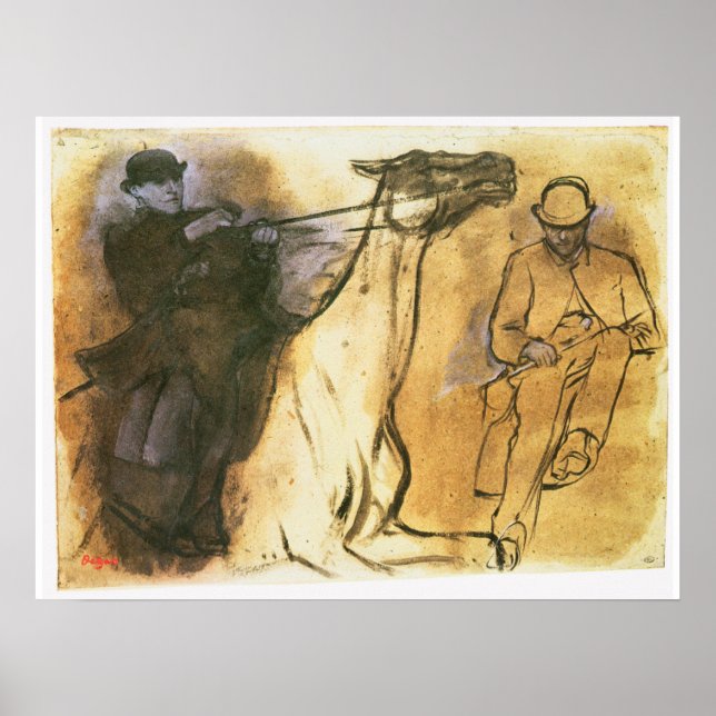 Poster Cavalo e Cavaleiro por Edgar Degas, Arte de Estudo (Frente)
