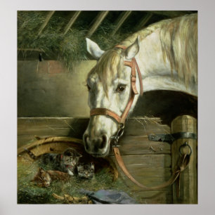 Póster Cavalo e gatinhos, 1890