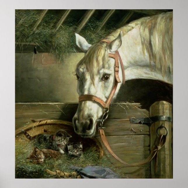 Póster Cavalo e gatinhos, 1890 (Frente)