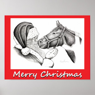 Poster Cavalo e Papai Noel do Natal