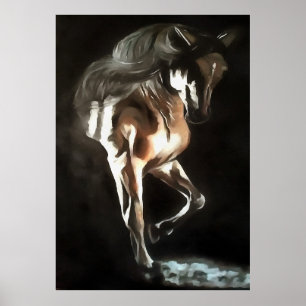 Poster Cavalo Em Castanho De Castanha De Fláxen A Preto