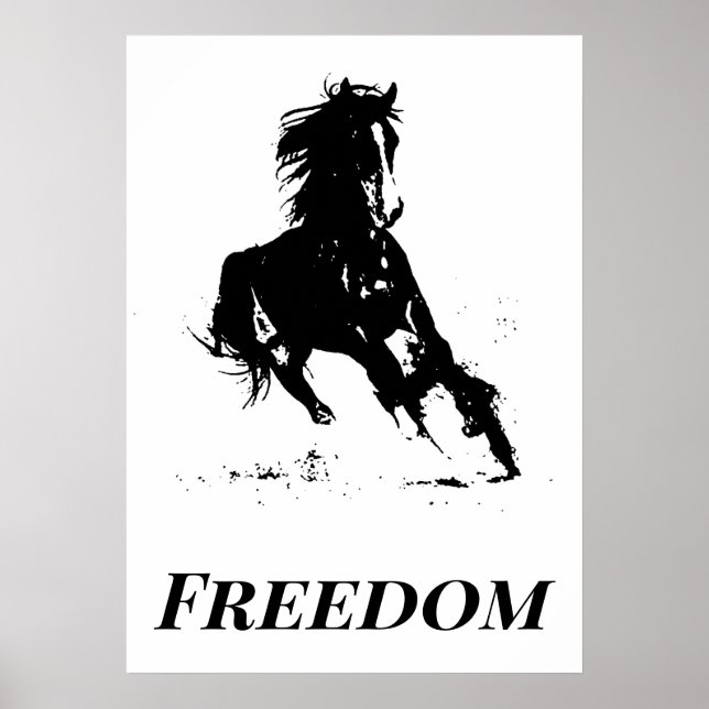 Poster Cavalo em Execução da Pop de Arte Preta da Liberda (Frente)