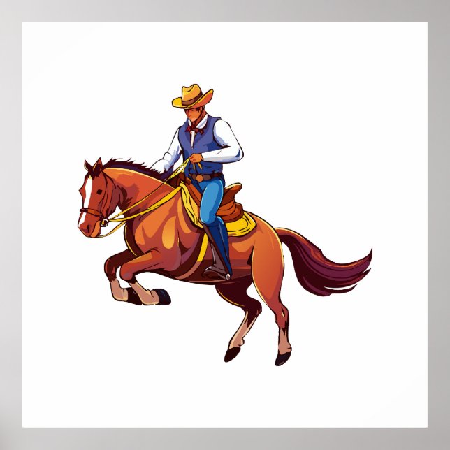 Poster Cavalo empinando com o homem (Frente)