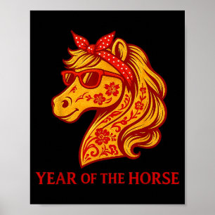Poster Cavalo Engraçado Deseja Feliz Ano Novo Chinês do C