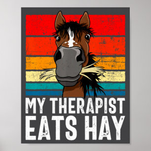 Poster Cavalo Engraçado Meu Terapêuta Come Feno Camiseta