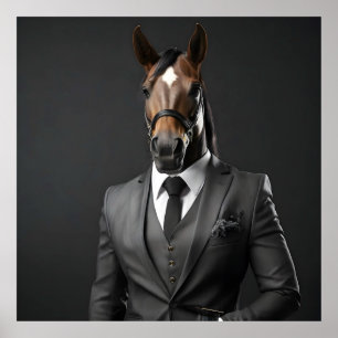 Poster Cavalo engraçado no terno