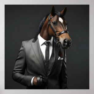 Poster Cavalo engraçado no terno
