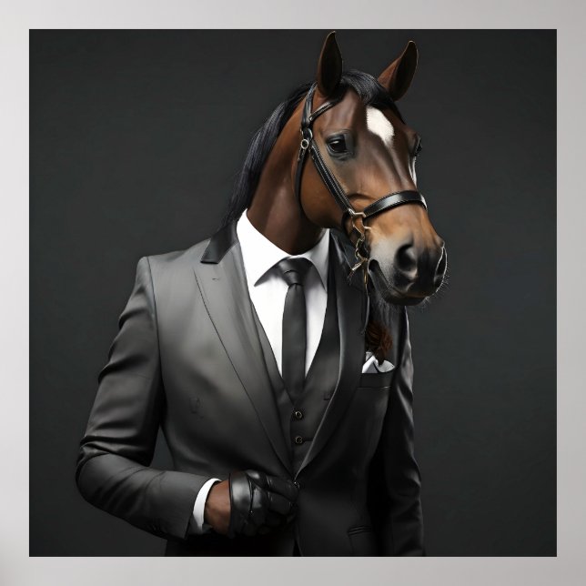 Poster Cavalo engraçado no terno (Frente)