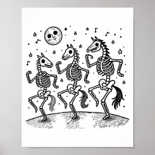 Poster Cavalo Esqueleto Engraçado Dançando Cavalo Amante