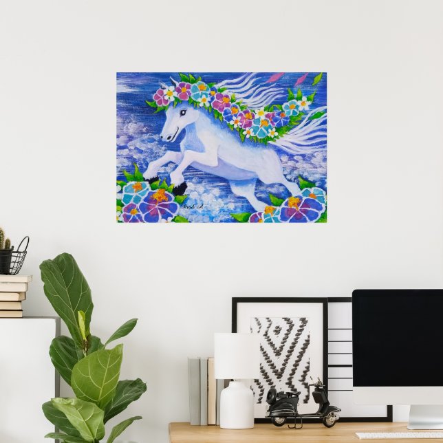 Poster Cavalo Floral (Escritório em casa)