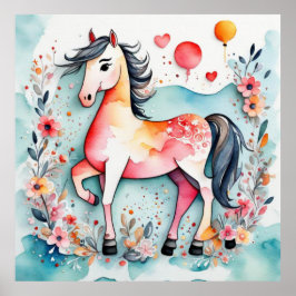 Poster Cavalo floral