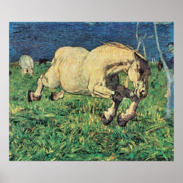 Póster Cavalo Galopante de Giovanni Segantini, Vintage Ar (Frente)