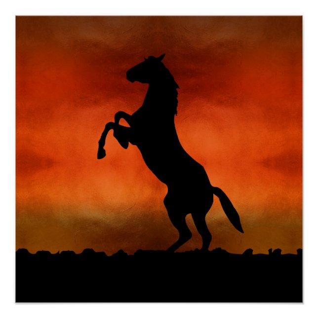 Póster Cavalo Livre Ao Pôr-do-Sol (Frente)