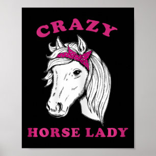 Poster Cavalo Louco Lady Horseback Diversão de Cavalos An
