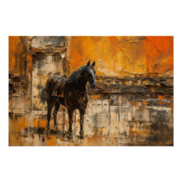 Póster Cavalo Majestoso em Abstrato Sunset