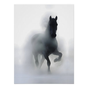 Póster Cavalo Majestoso na Névoa – Abstrato Minimalista