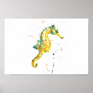 Póster Cavalo-marinho, impressão, cavalo-marinho amarelo,