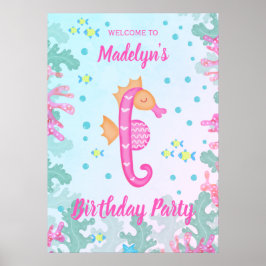 Poster Cavalo-marinho sob a Festa de aniversário marítima