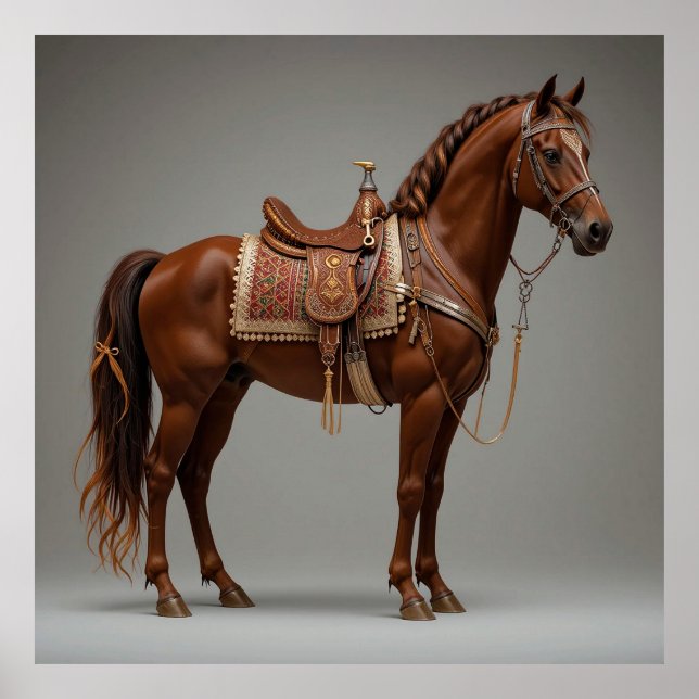 Poster Cavalo Marrom Elegante (Frente)