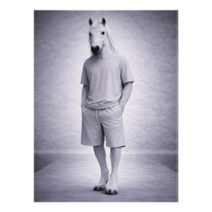 Póster Cavalo Mínimo em Roupa Moderna Casual