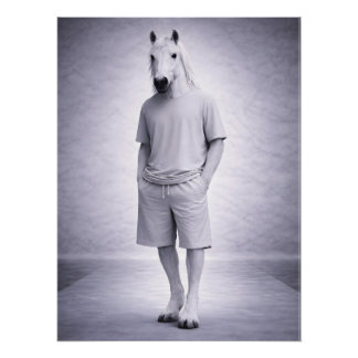 Póster Cavalo Mínimo em Roupa Moderna Casual