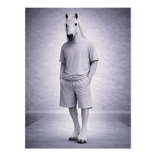 Póster Cavalo Mínimo em Roupa Moderna Casual (Frente)
