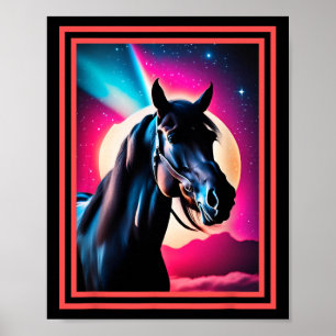 Poster Cavalo Místico Sobre Cavalo Retroativo Andando Vid