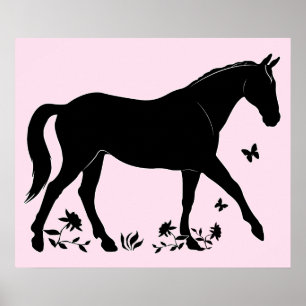 Poster Cavalo na silhueta