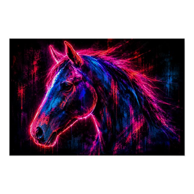 Póster Cavalo Neon (Frente)