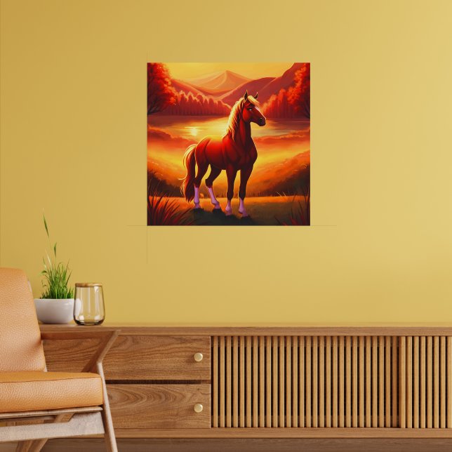 Poster Cavalo no pôr do sol (Sala de Estar 2)