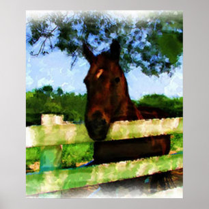 Póster Cavalo Olá Aquarela