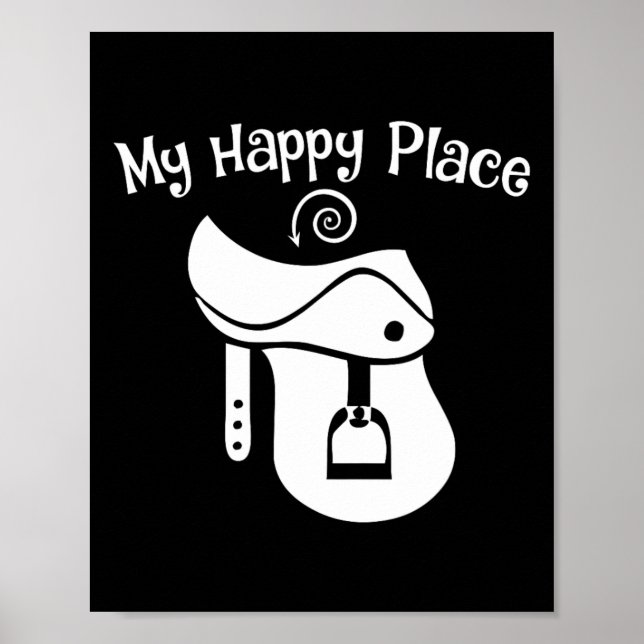 Poster Cavalo Passa Meu Lugar Feliz Saddle Equestrian Tee (Frente)