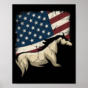 Poster Cavalo Patriótico - Bandeira Americana Andando Por