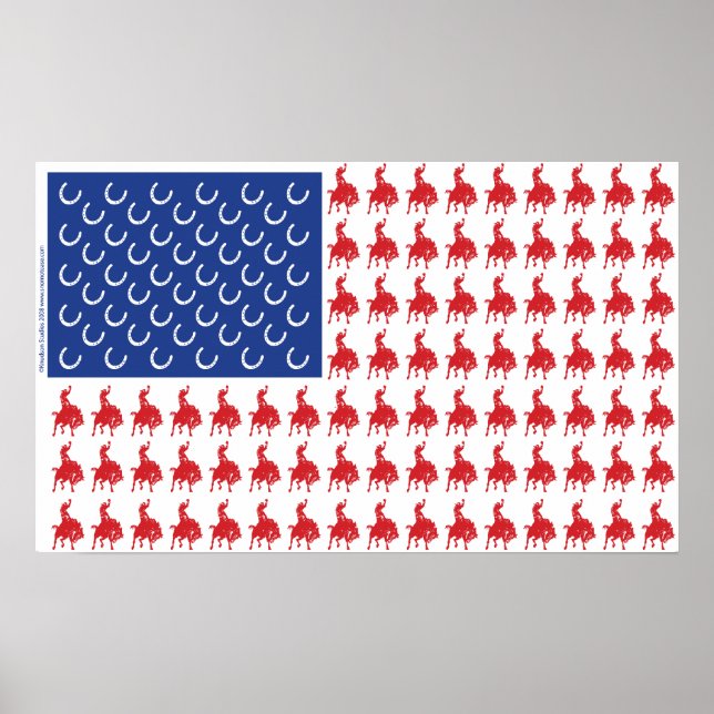 Póster Cavalo Patriótico e Cavaleiro (Frente)