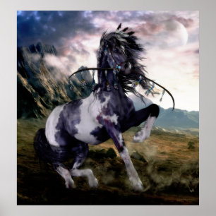 Poster Cavalo pintado azul de Apache