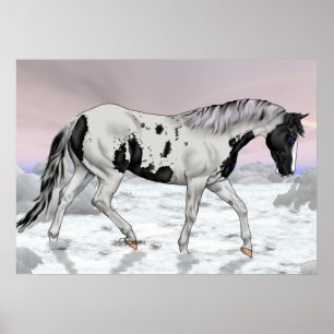 Póster Cavalo Pintado Paisagem Mística Nublada