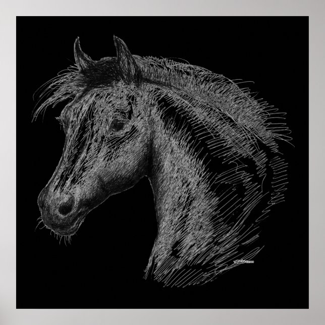 Póster Cavalo: Preto (Frente)